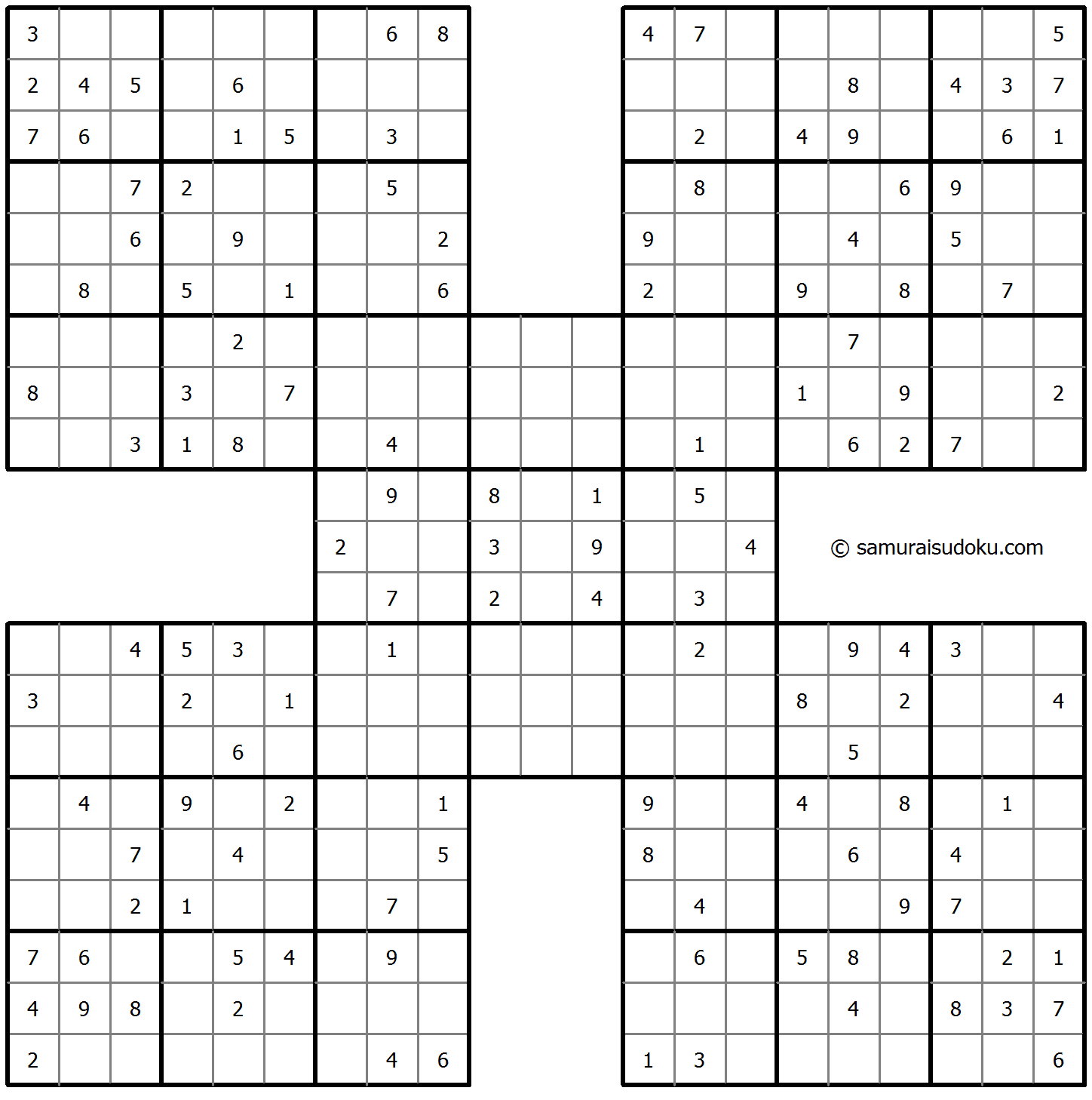 Samurai Sudoku 14-August-2023