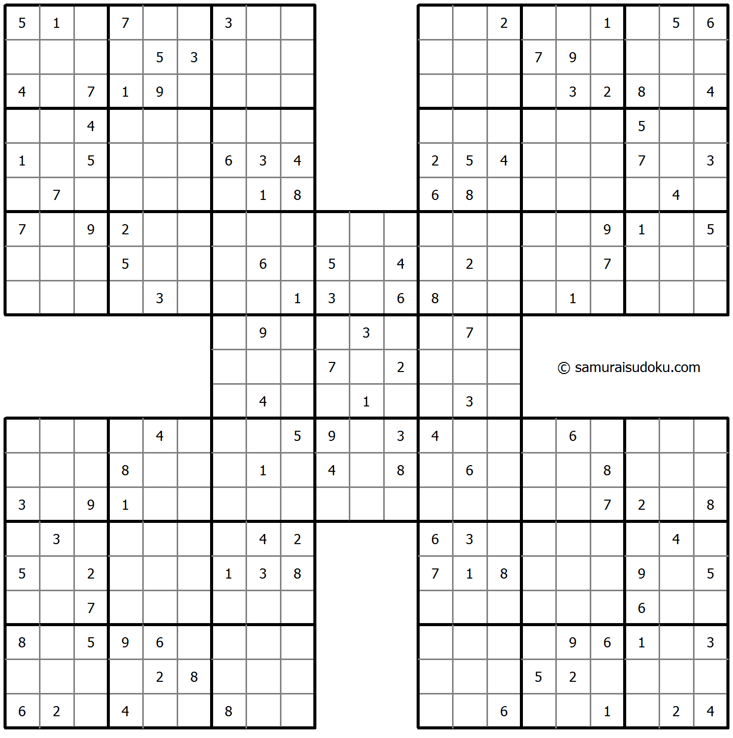 Samurai Sudoku 13-August-2023